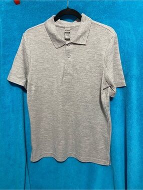NWOT - Gildan Men's Heather Light Gray Polo Shirt